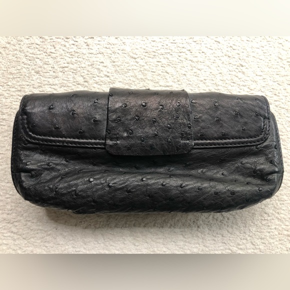 Nuti Ostrich Shoulder Bag Black 100% Genuine Ostrich Leather Made in Italy - Picture 9 of 10